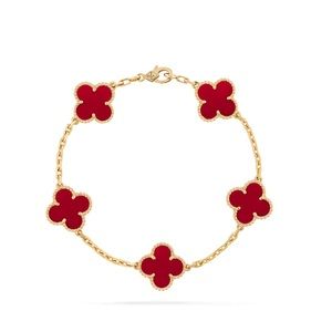 VCA-style Vintage Alhambra bracelet Carnelian 5 motifs